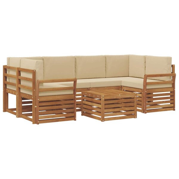 vidaXL Ensemble de canapés d'extérieur 7 Pièces Naturel et Beige