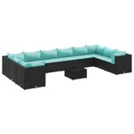 vidaXL Salon de jardin 11 Pièces avec coussins noir résine tressée