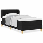 Lit à ressort box avec matelas en noir  90x190 cm  tissu