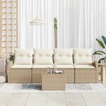 vidaXL Ensemble de canapé de jardin avec coussin 5 Pièces Beige et crème