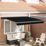 vidaXL Auvent Rétractable Noir 350 x 250 cm Tissu et Métal