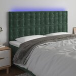 vidaXL Tête de lit à LED Vert foncé 180x5x118/128 cm Velours