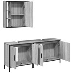 vidaXL Ensemble d'armoires de salle de bain 3 Pièces sonoma gris