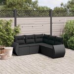 vidaXL Salon de jardin 5 Pièces avec coussins noir résine tressée