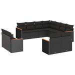 vidaXL Salon de jardin 11 Pièces avec coussins noir résine tressée