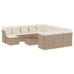 vidaXL Salon de jardin avec coussins 13 Pièces beige résine tressée