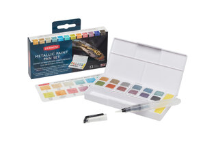 DERWENT - METALLIC - palette 12 godets couleurs métal aquarellables