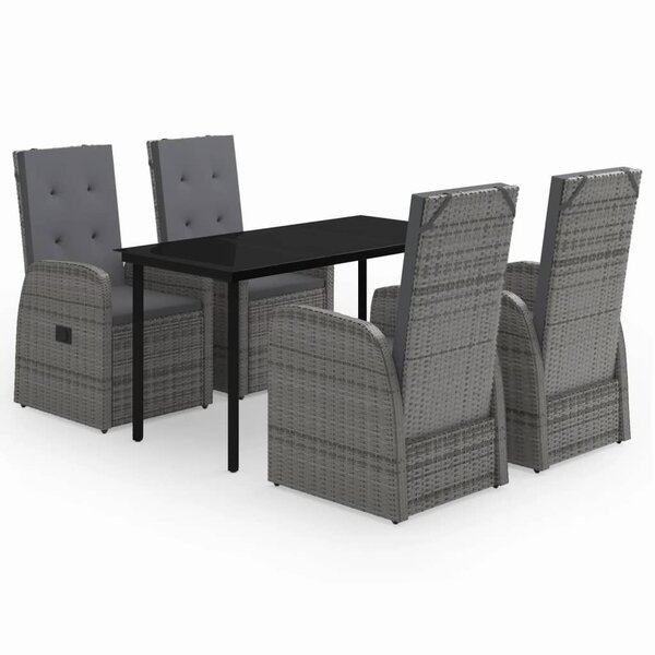 vidaXL Ensemble à manger de jardin avec coussins 5 Pièces Gris