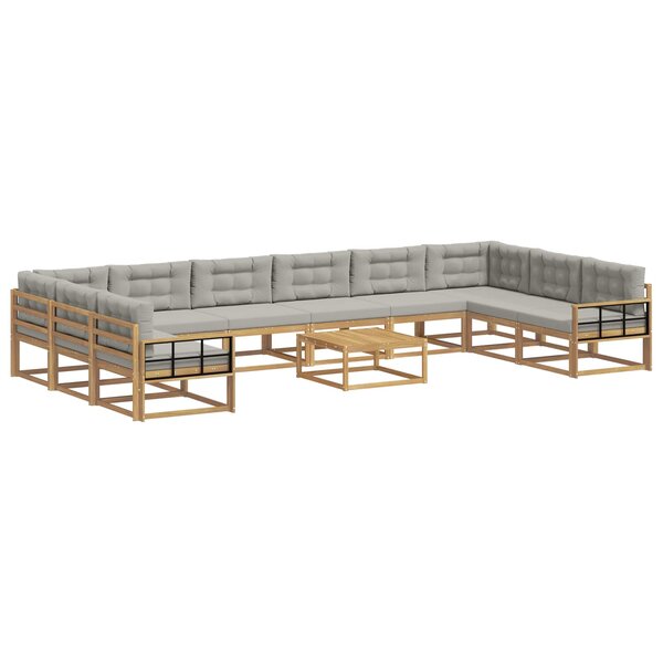 vidaXL Ensemble de canapés d'extérieur 11 Pièces Blanc et gris clair