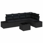 vidaXL Ensemble de canapé de jardin 6 Pièces Noir polyrotin