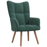 vidaXL Chaise de relaxation avec repose-pied Vert foncé Velours
