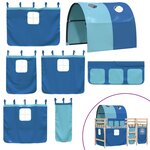 vidaXL Lit mezzanine enfants et tunnel bleu 90x200cm bois pin massif
