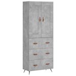 vidaXL Buffet haut Gris béton 69 5x34x180 cm Bois d'ingénierie