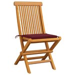 vidaXL Chaises de jardin avec coussins bordeaux lot de 8 Teck massif