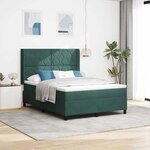 vidaXL Lit à ressorts avec matelas Vert foncé 140 x 200 cm Velours