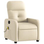 vidaXL Fauteuil inclinable de massage électrique crème tissu