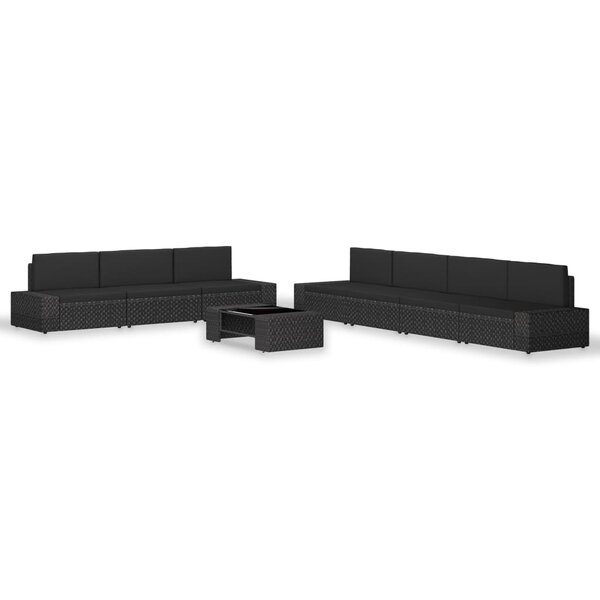 vidaXL Salon de jardin 8 Pièces Résine tressée Noir