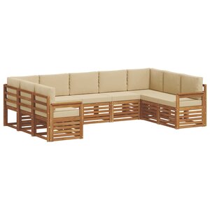 vidaXL Ensemble de canapés d'extérieur 9 pc Naturel et Beige