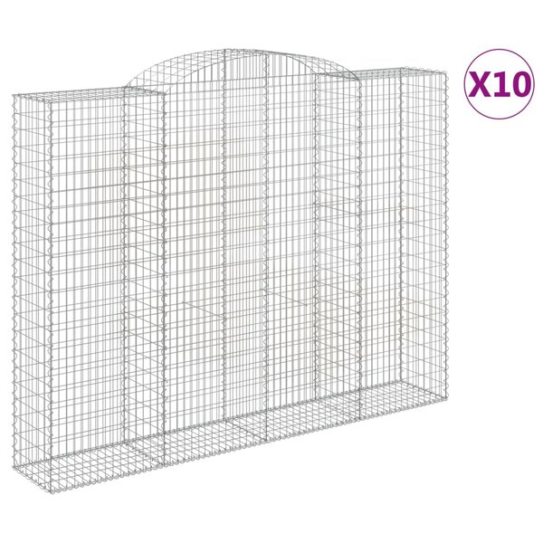 vidaXL Paniers à gabions arqués 10 Pièces 300x50x220/240 cm fer galvanisé