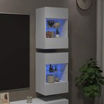 vidaXL Meubles muraux avec lumières LED pour TV 2 Pièces blanc 40x30x60 5 cm