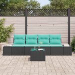 vidaXL Ensemble de Canapés avec coussin 5 Pièces Noir polyrotin
