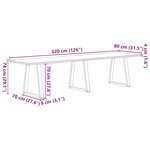 vidaXL Table à manger marron clair 320x80x74 cm rectangulaire