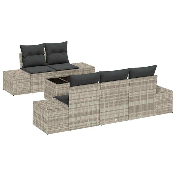 vidaXL Ensemble de canapé de jardin 6 Pièces Gris clair Poly rotin