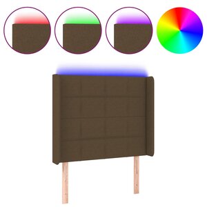 vidaXL Tête de lit à LED Marron foncé 93x16x118/128 cm Tissu