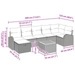 vidaXL Ensemble de Canapé de Jardin 8 Pièces Coussins Gris Rattan Poly