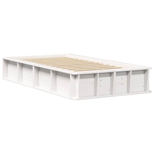 vidaXL Cadre de lit avec stockage Blanc 210 x 118 x 30 cm Pin massif