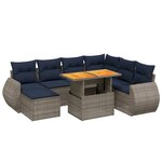 vidaXL Salon de jardin 8 Pièces avec coussins gris résine tressée