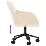 Chaise fauteuil siège pivotante de bureau informatique étude velours crème 02_0024103