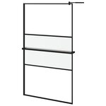 vidaXL Paroi de douche avec étagère Noir 115x195cm Verre ESG&Aluminium