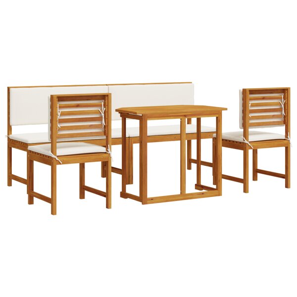 Set de salle à manger de jardin 5 pièces avec coussins en bois d'acacia