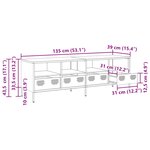vidaXL Meuble TV blanc 135x39x43 5 cm acier laminé à froid