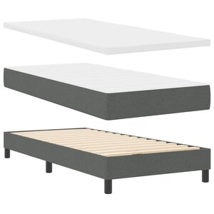vidaXL Lit box spring avec matelas gris foncé  100 x 200 cm  en tissu.