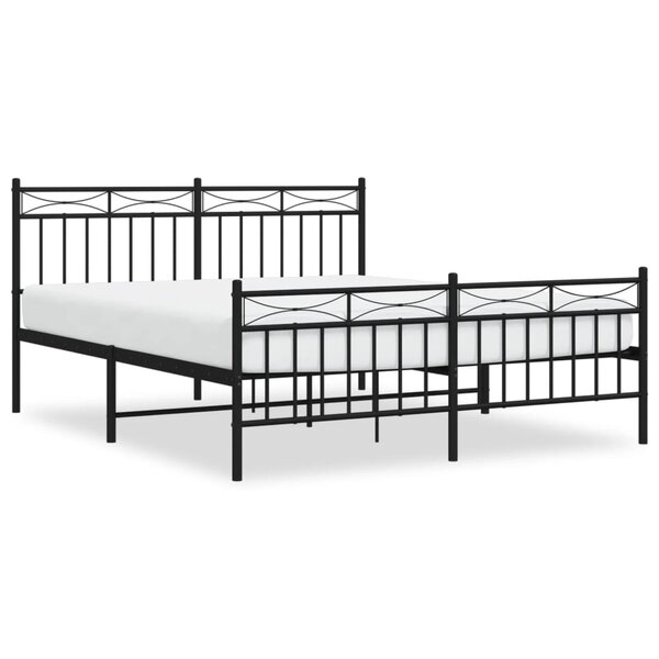 vidaXL Cadre de lit métal sans matelas avec pied de lit noir 160x200cm