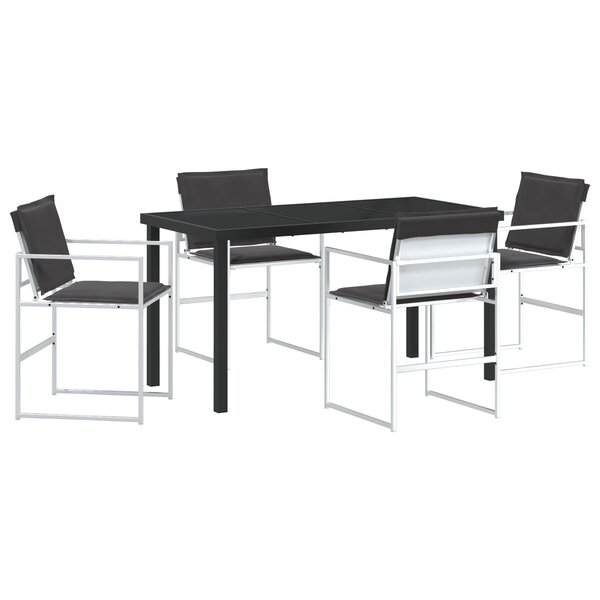 vidaXL Ensemble de salle à manger de jardin 5 pièces avec coussins Textilène blanc et acier