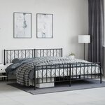 vidaXL Cadre de lit métal sans matelas avec pied de lit noir 200x200cm