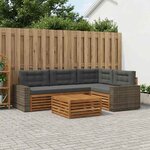 vidaXL Ensemble de canapés d'extérieur 5 Pièces Naturel et Anthracite