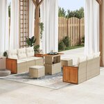 vidaXL Ensemble de canapé de jardin 9 Pièces Beige  Crème 90 x 55 x 71 cm