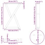vidaXL Pieds de table à manger 2 pièces Noir 50 x (72-73 3) cm Acier