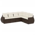 vidaXL Salon de jardin avec coussins 6 Pièces marron résine tressée