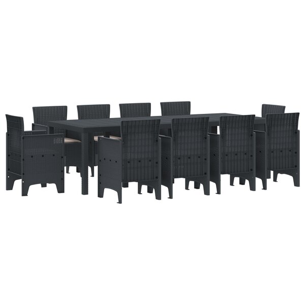 vidaXL Ensemble de Dîner de Jardin 11 Pièces avec Coussins Anthracite en Poly Rattan