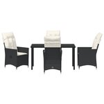 vidaXL Ensemble de jardin 5 pièces avec coussins Noir Poly Rattan