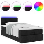 vidaXL Cadre de lit ottoman avec matelas noir 90x190 cm tissu