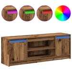 vidaXL Meuble TV avec LED - Bois vieilli  139 5x34x50 cm  fait en aggloméré.
