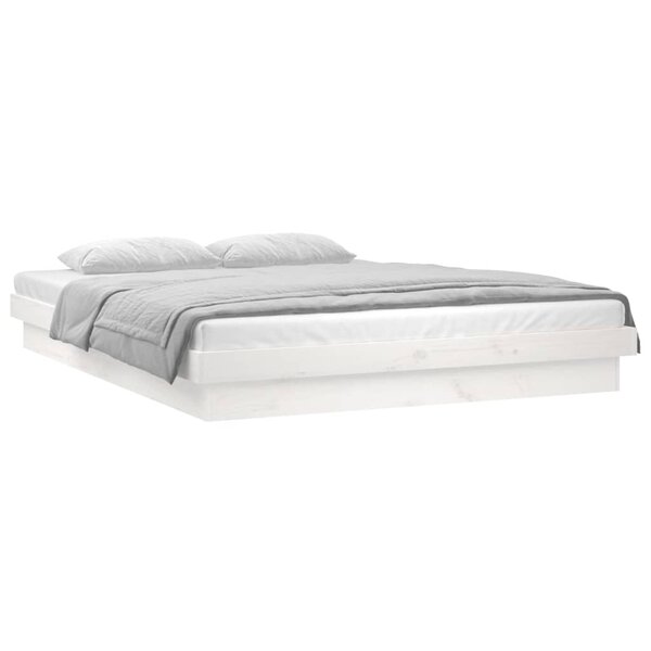 vidaXL Cadre de lit à LED sans matelas blanc 120x200 cm bois massif
