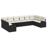 Ensemble de canapé de jardin vidaXL 10 pièces avec coussins en rotin noir