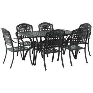 vidaXL Ensemble de salle à manger de jardin 7 pièces en aluminium coulé noir